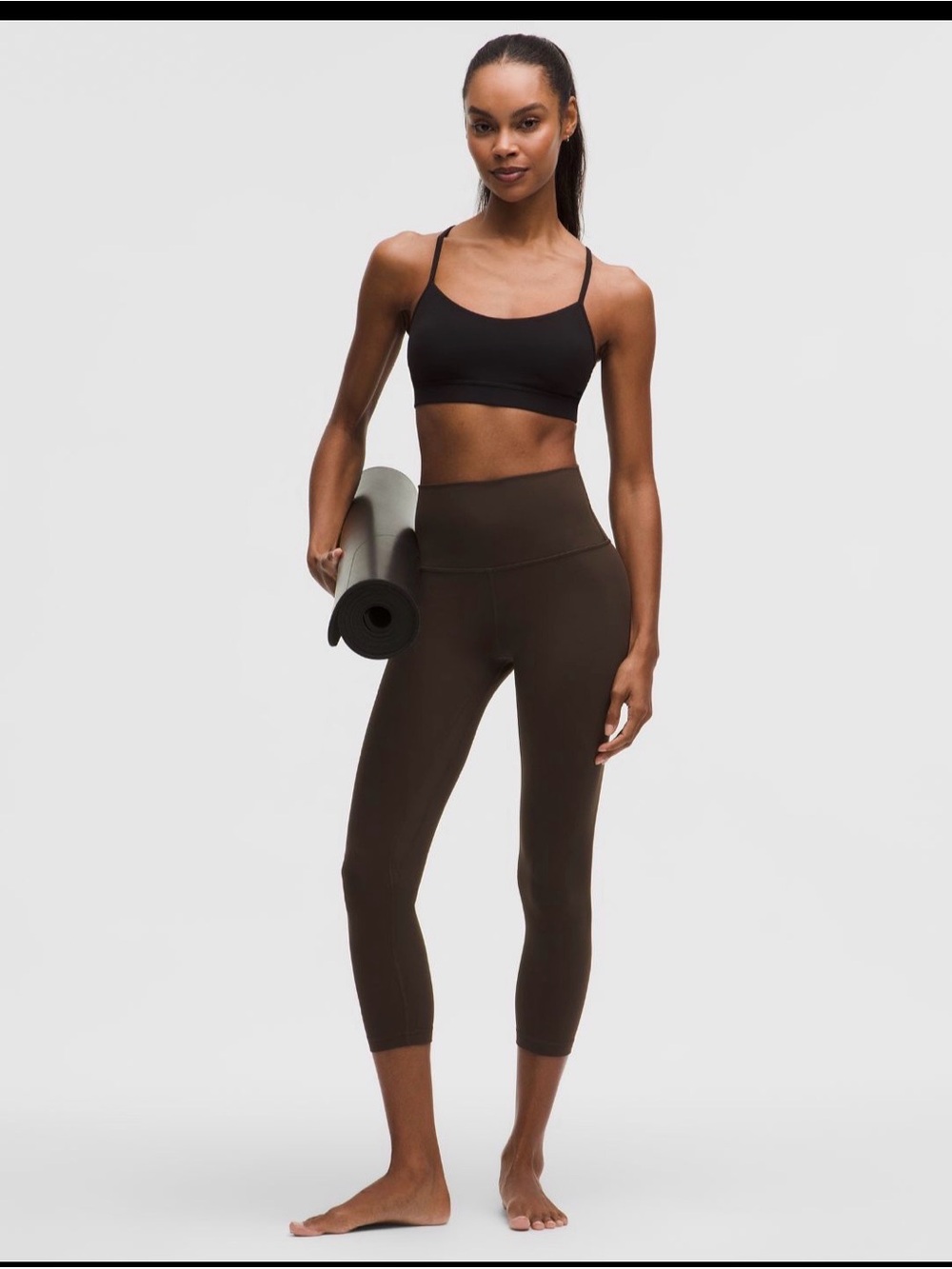 Lululemon - Flow Y Bra (Nulu) & Align High Rise Crop 23” Legging - Espresso - 4